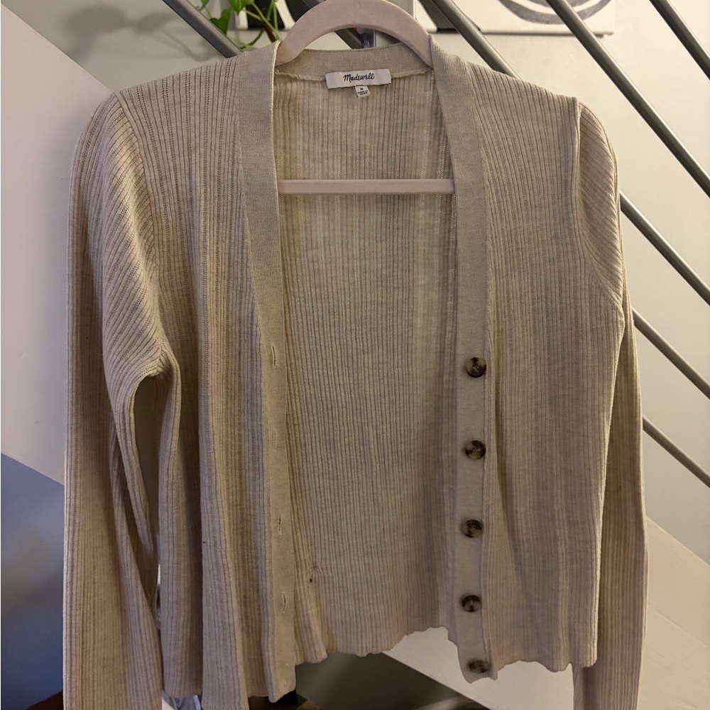 Madewell Beige Button-Up Cardigan